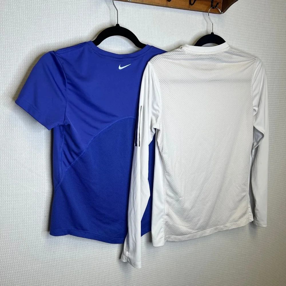 Nike Adidas Running Tops Bundle Womens XS Blue Short Sleeve White Long Sleeve
